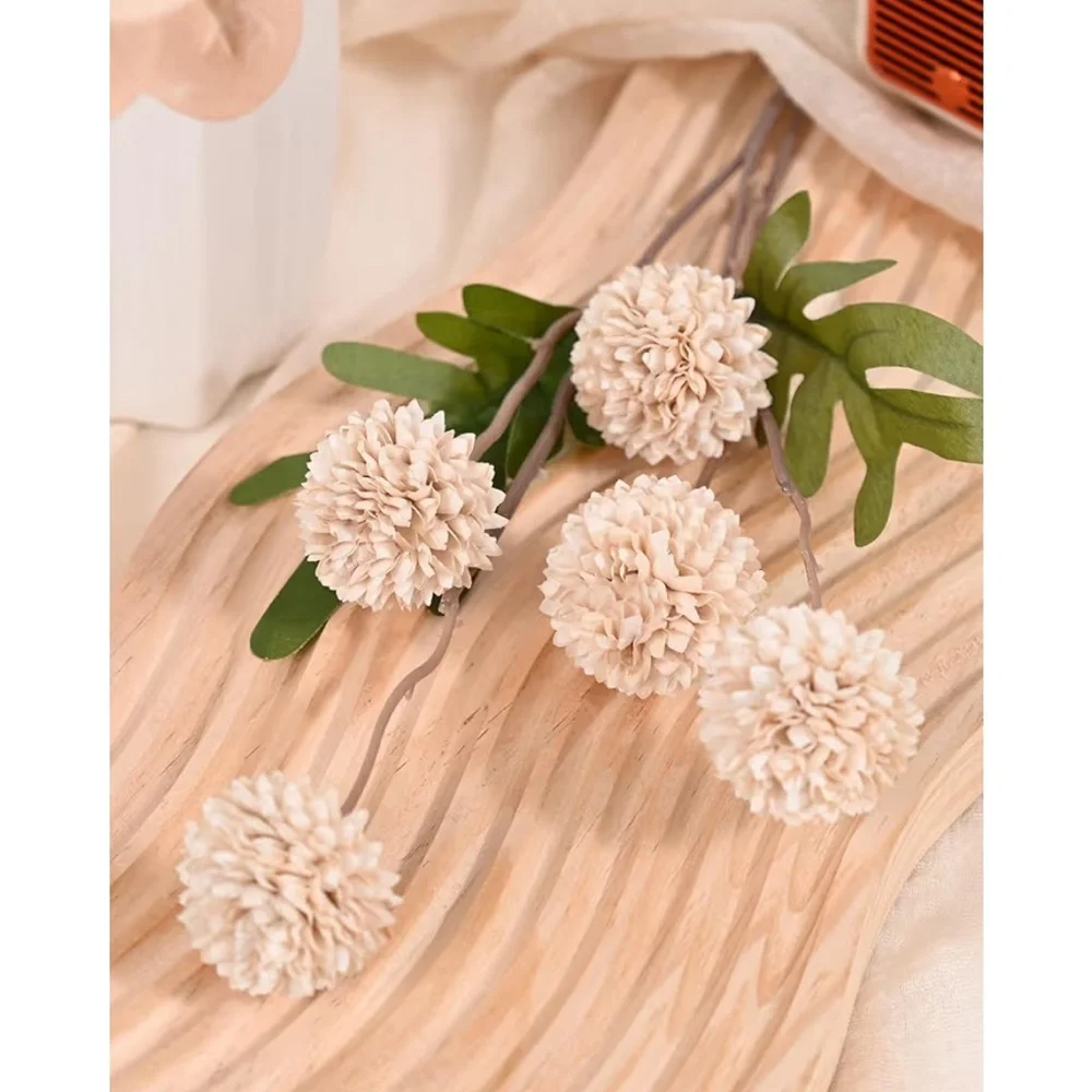 New Faux Mini Mums 10 Pcs Centerpiece Champagne Color Boho Decor Silk Florals